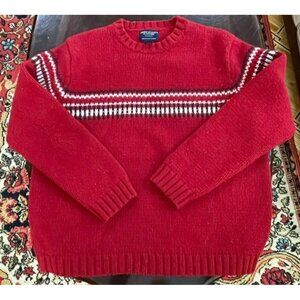 American Eagle Sweater Knit Red Nordic 100% Lambswool Size L- XL #372